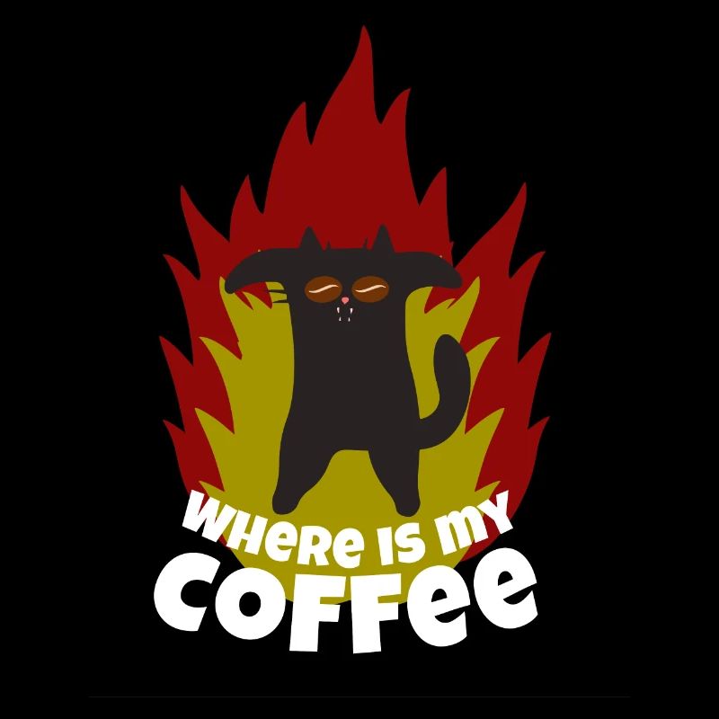 Café Cat Matin Grouch Grain de café Feu