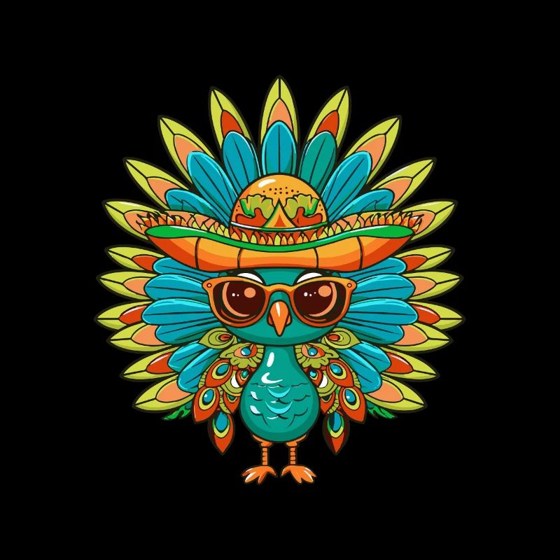 Pfau Vogel Comic Lustig Sombrero