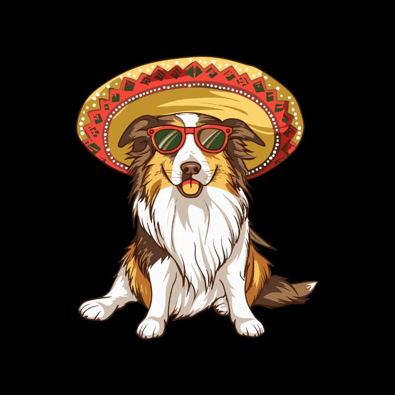 Border Collie Hund Lustig Sombrero