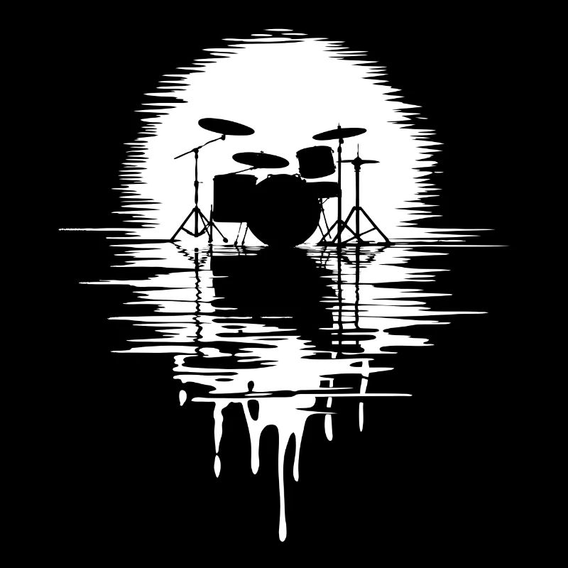 Drumset Silhouette Schlagzeug mit Spiegelung