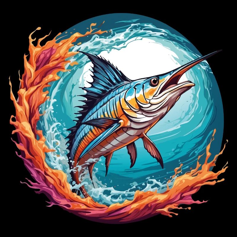 Springender Marlin Hochseefischen Tiefseefischen