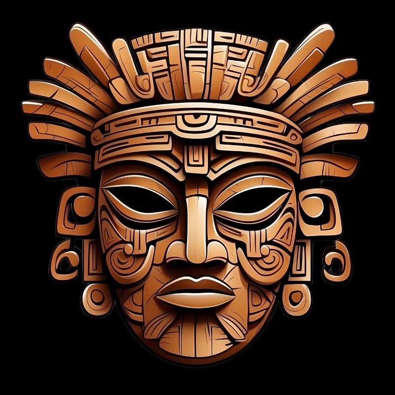 Sculpté orné aztèque, maya, masque inca