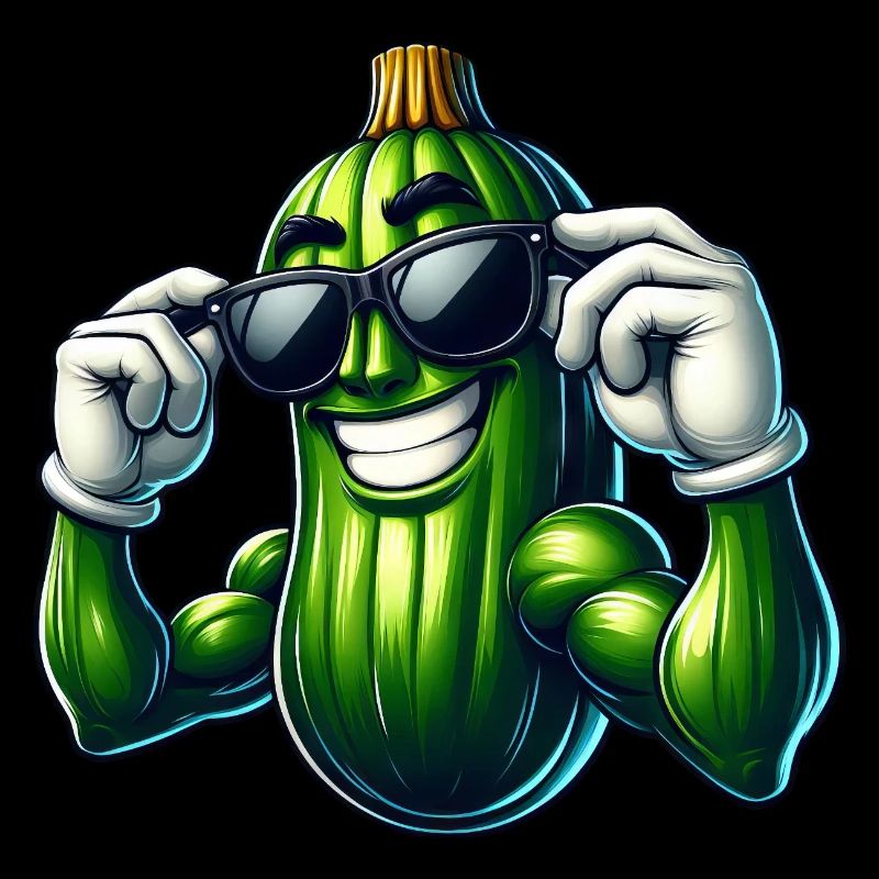 Cool Cucumber Pickle Vegetables Cartoon