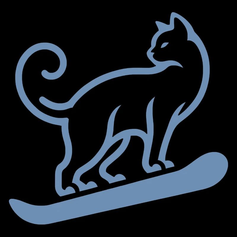 Cat Snowboard Snowboarder Minimalist Design