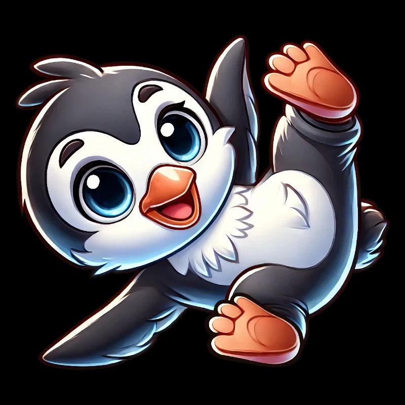 Mignon pingouin équilibre sur les mains Breakdance