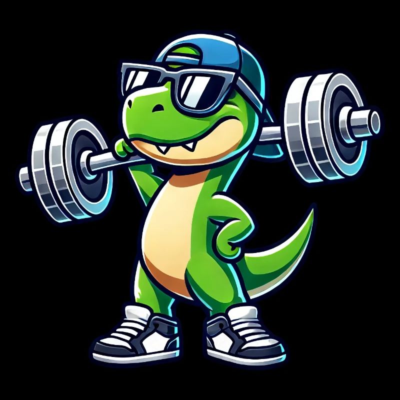 Dessin animé mignon Trex dinosaure Barbell Workout