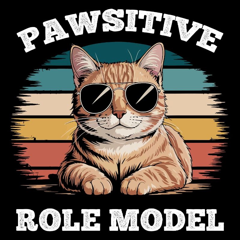 Drôle de chat tigré Pawsitive modèle de rôle