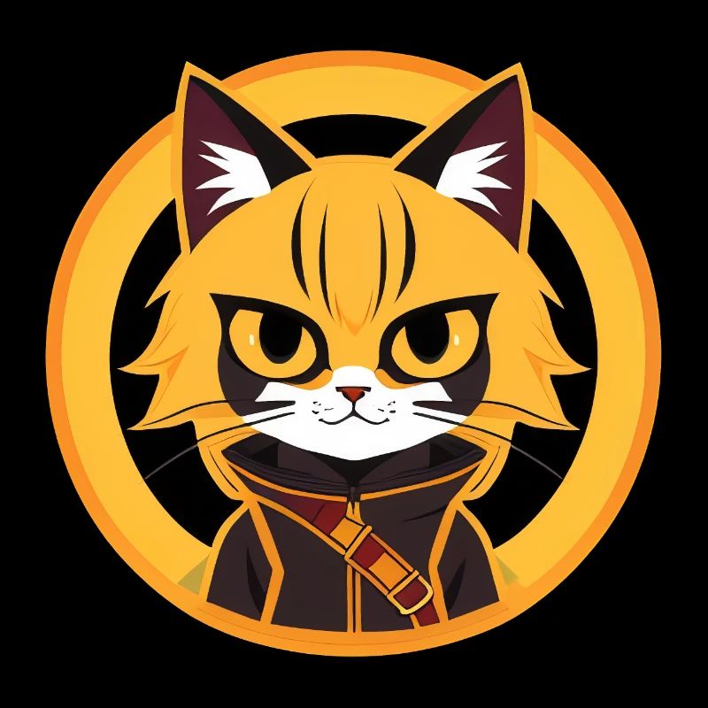 Orange and yellow anime cat drawing