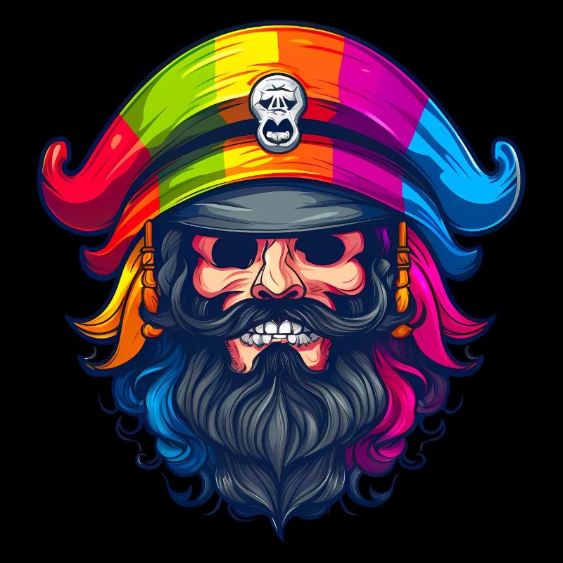 Evil pirate with colorful hat