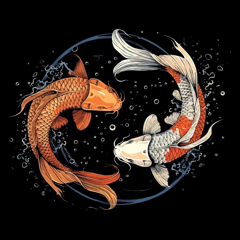 Cute Axolotl Yin Yang Koi Fish