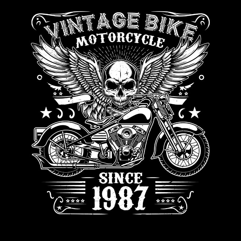 1987 Vintage Motorcycle Biker Birthday Born In 1987
