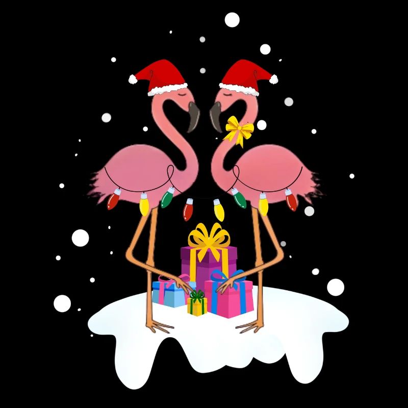 Flamant rose Noël. Cadeau de Noël