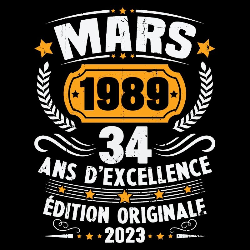 Cadeau D'anniversaire 34 Ans Mars 1989 Vintage