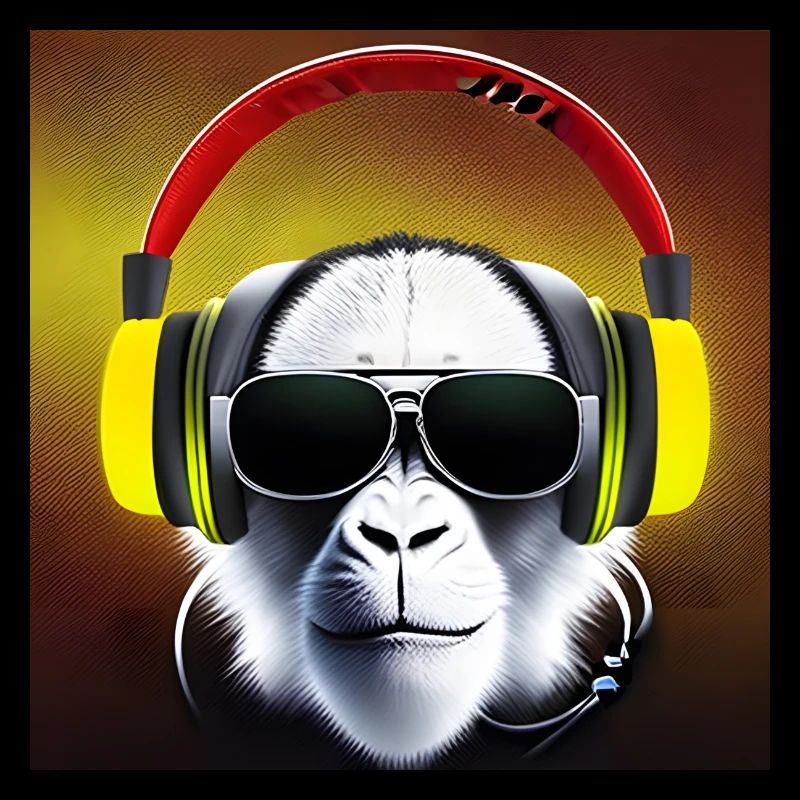 Singe avec écouteurs