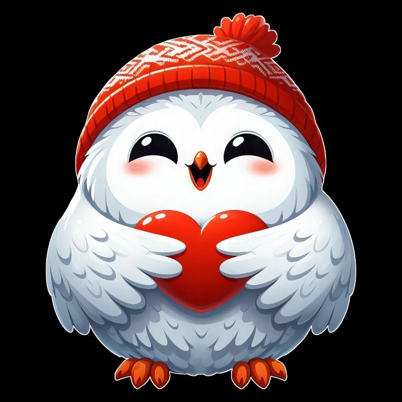 Schneeeule Herz Liebe Valentinstag Design