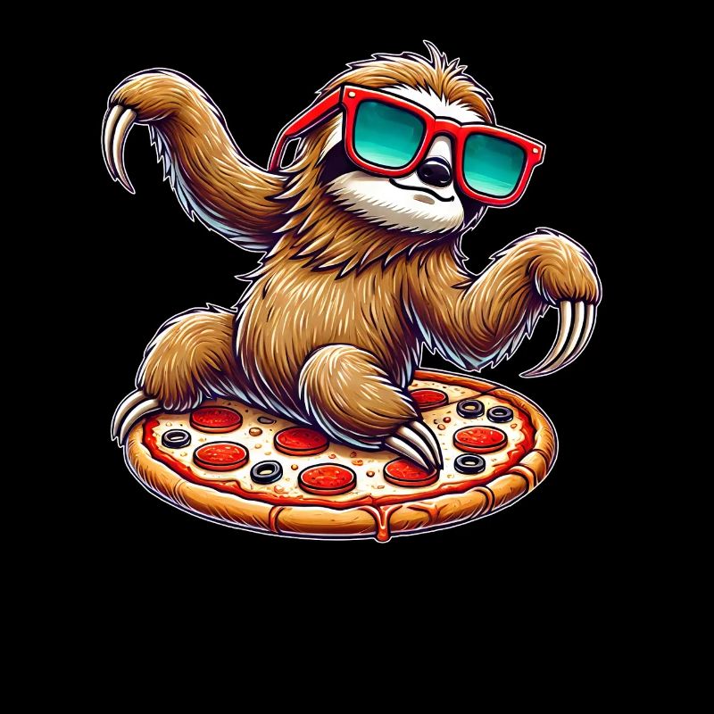 Cool sloth with sunglasses pizza dancing