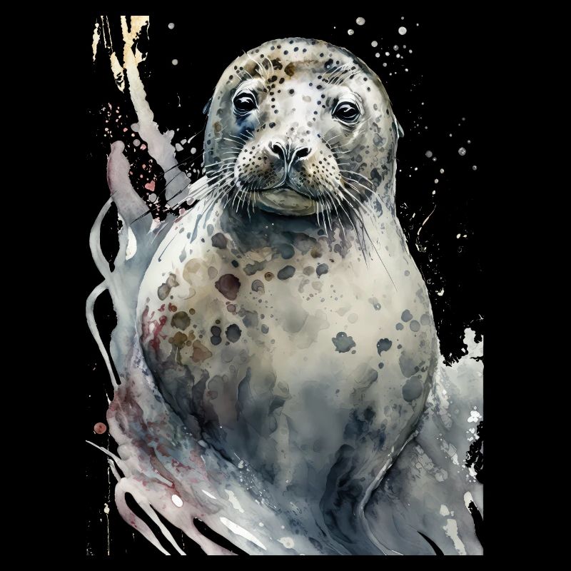 Sceau doux mignon réaliste aquarelle