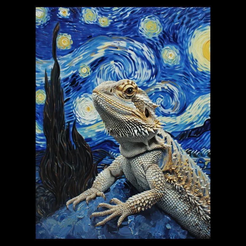 Bartagamen, echsen, van gogh, sternennacht