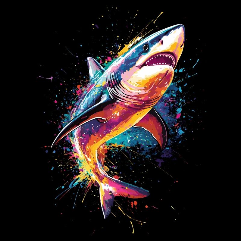 requin pop art couleur colorée