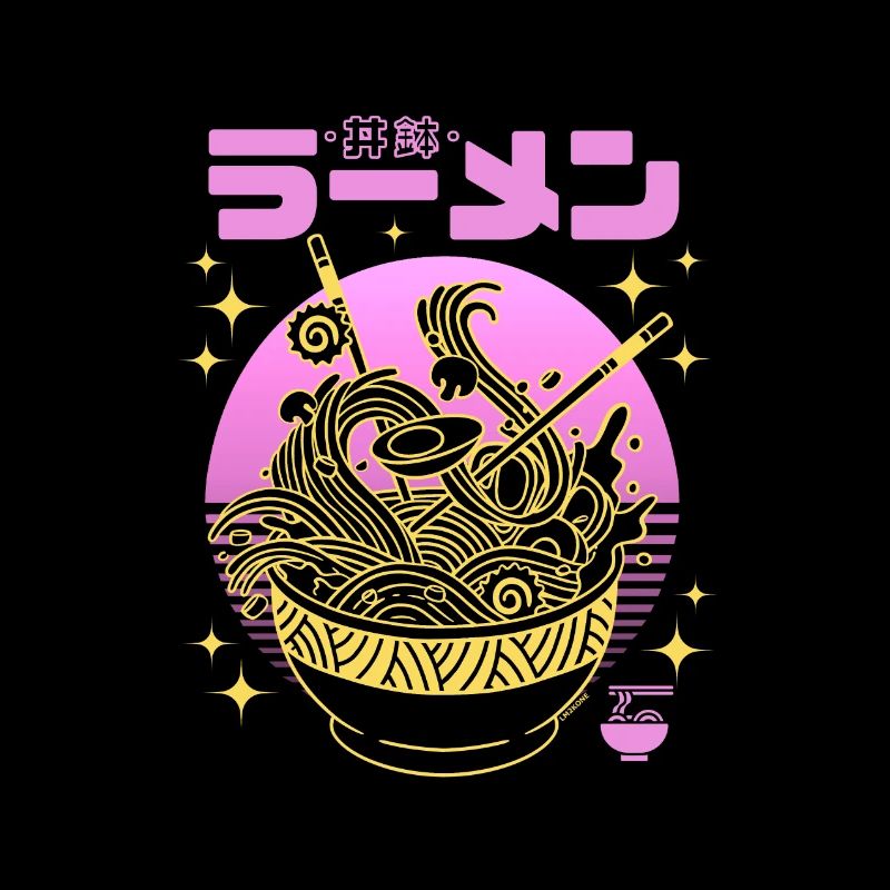 Néon rose sunset - Bol de Ramen dorée
