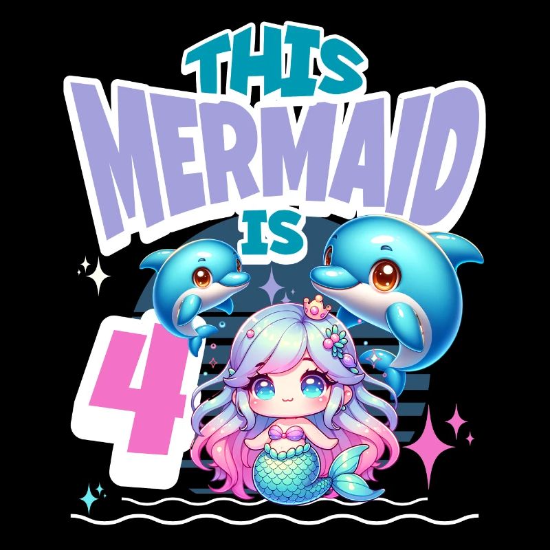 Meerjungfrau 4. Geburtstag Mädchen Kinder
