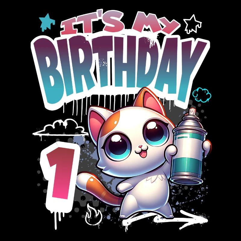 1. Geburtstag Katze Graffiti