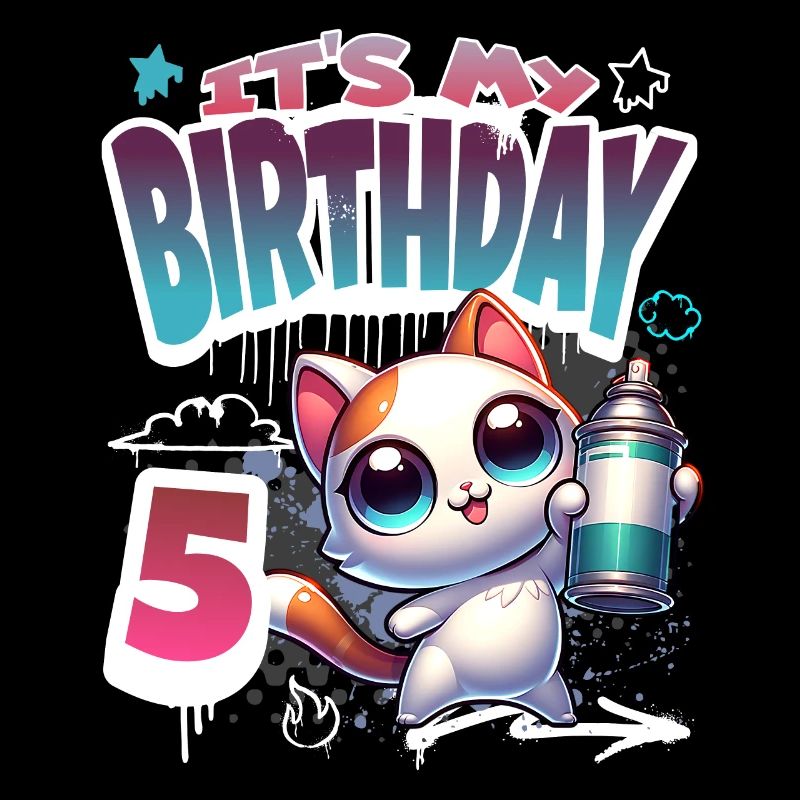 5. Geburtstag Katze Graffiti