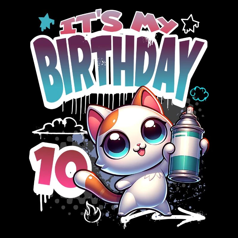 10. Geburtstag Katze Graffiti