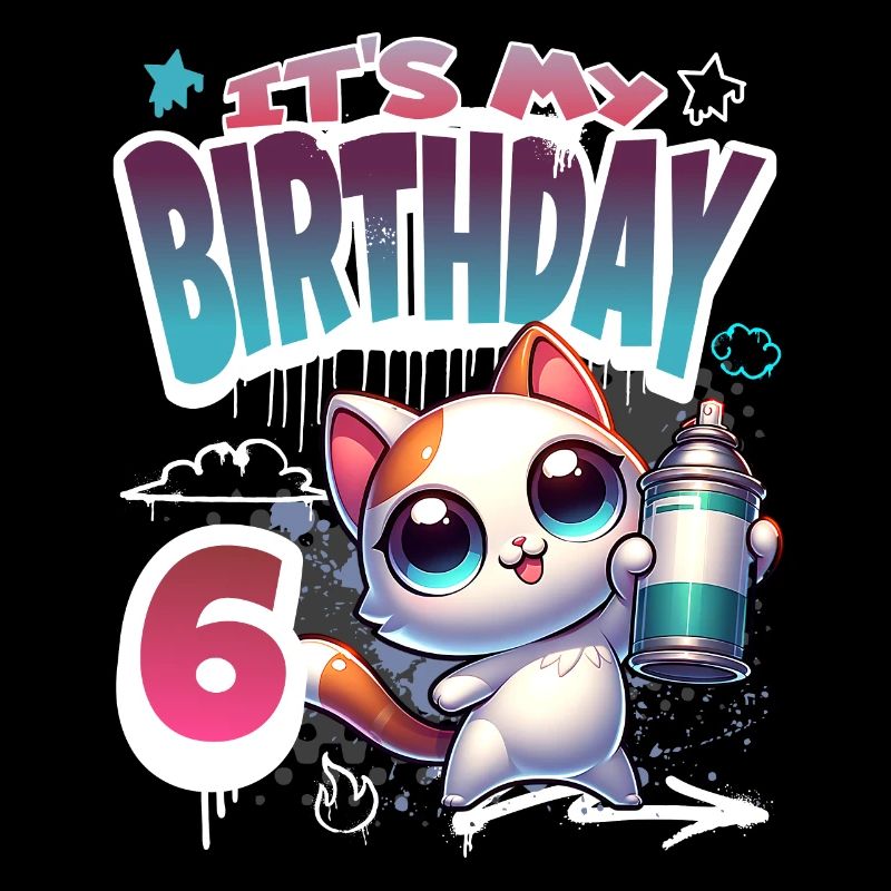 6. Geburtstag Katze Graffiti
