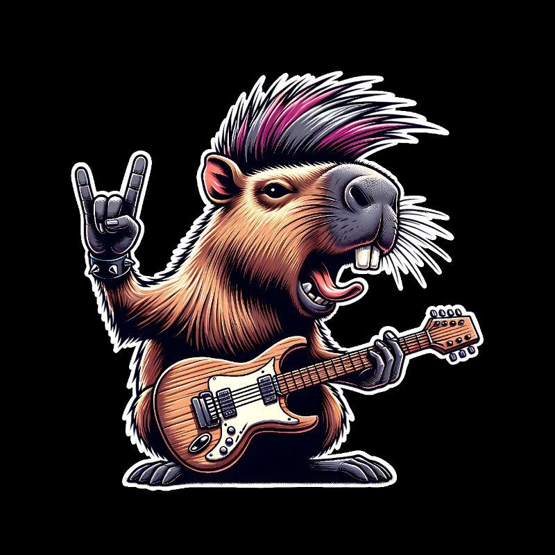 Capybara, guitariste de rock and roll
