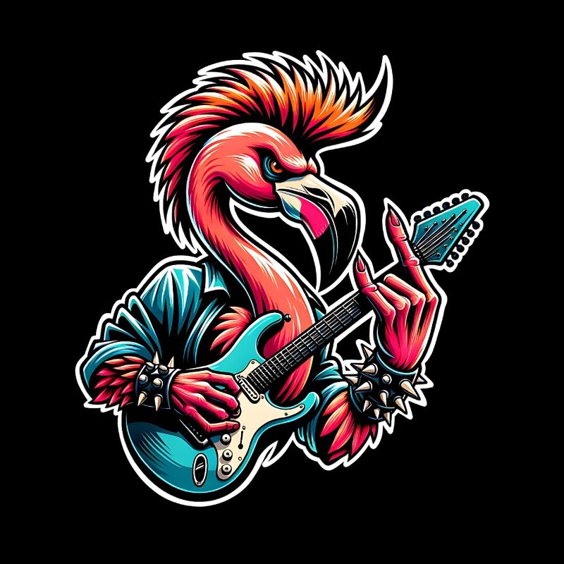 Flamingo Guitariste de Rock and Roll