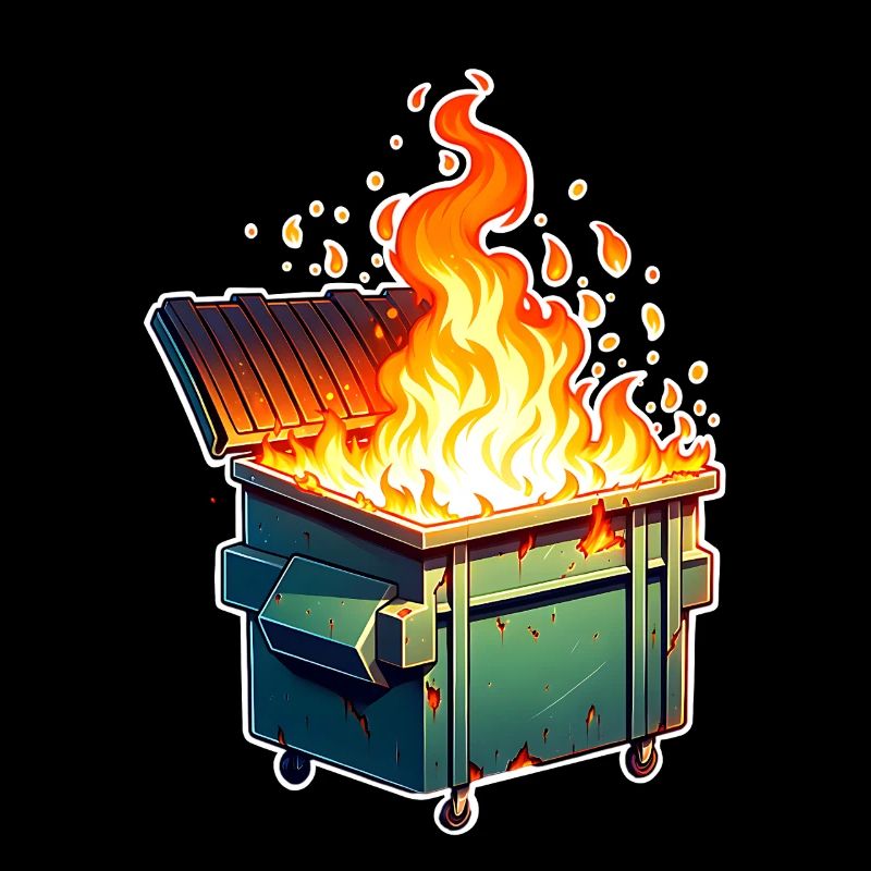 Burning garbage can