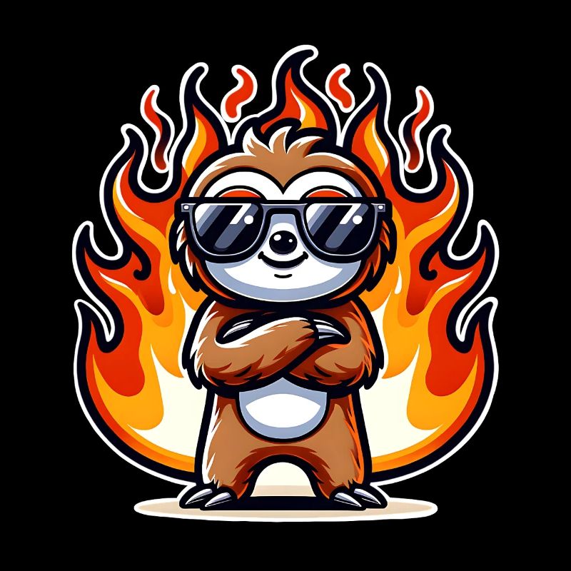 Faultier Cool Flammen Feuer