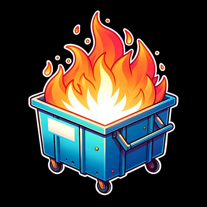 Burning garbage can