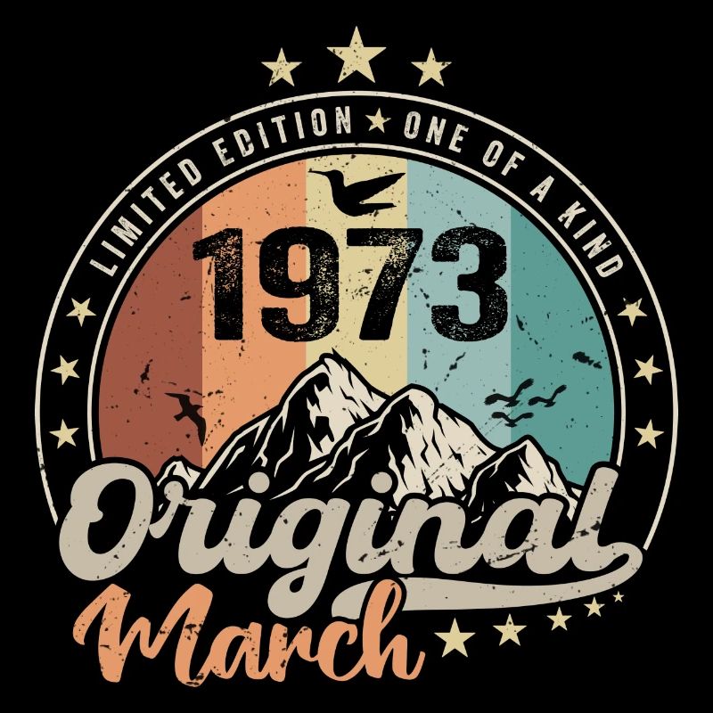 Geburtstagsgeschenk Geboren im März 1973 Retro 1973