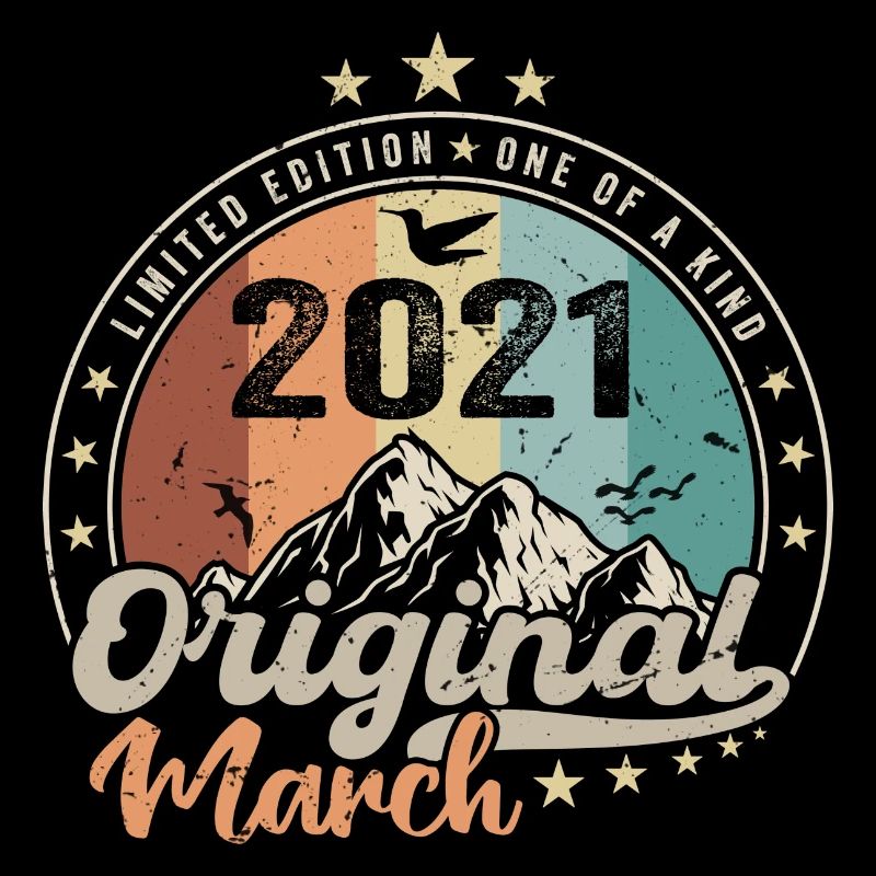 Geburtstagsgeschenk Geboren im März 2021 Retro 2021