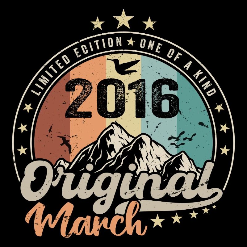 Geburtstagsgeschenk Geboren im März 2016 Retro 2016