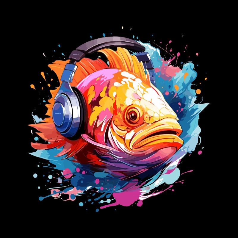 Fisch mit Kopfhörern