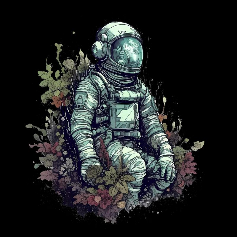 Astronaut overgrown with plants - Surreal