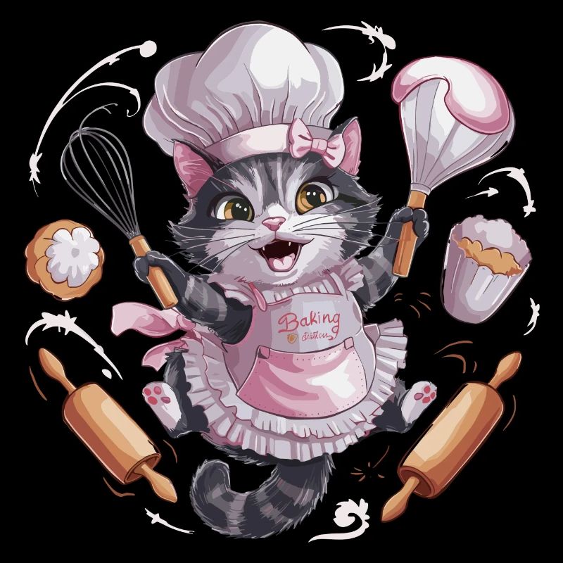 Liebenswerte Katze beim Backen