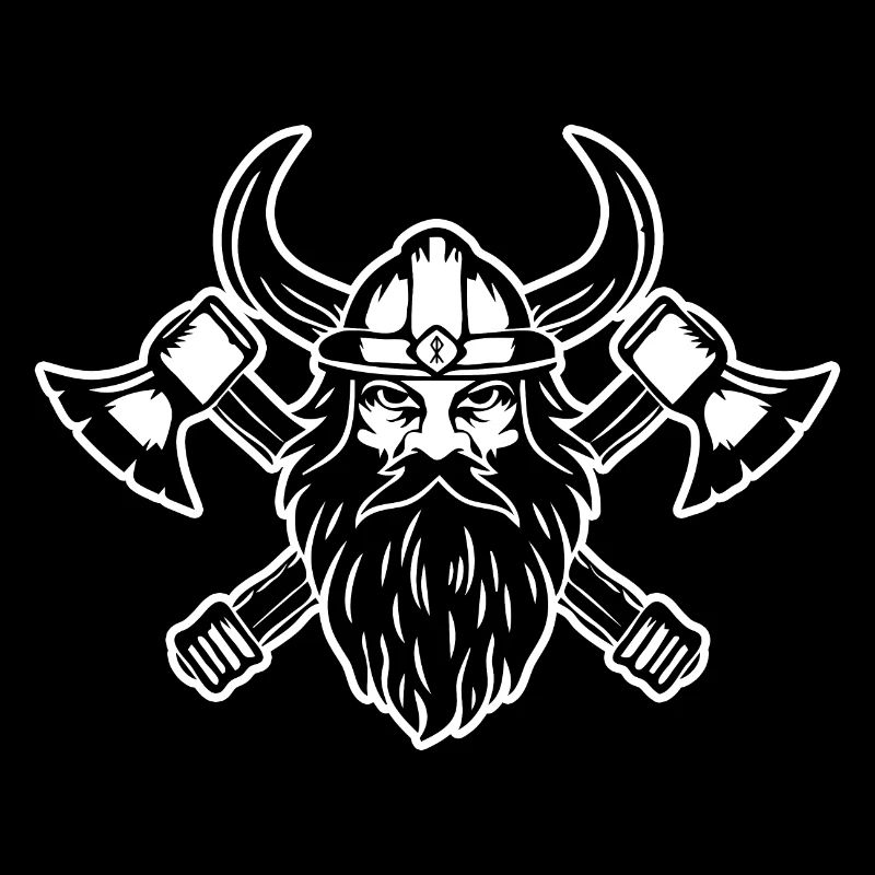 Wikinger mit Axt und Helm