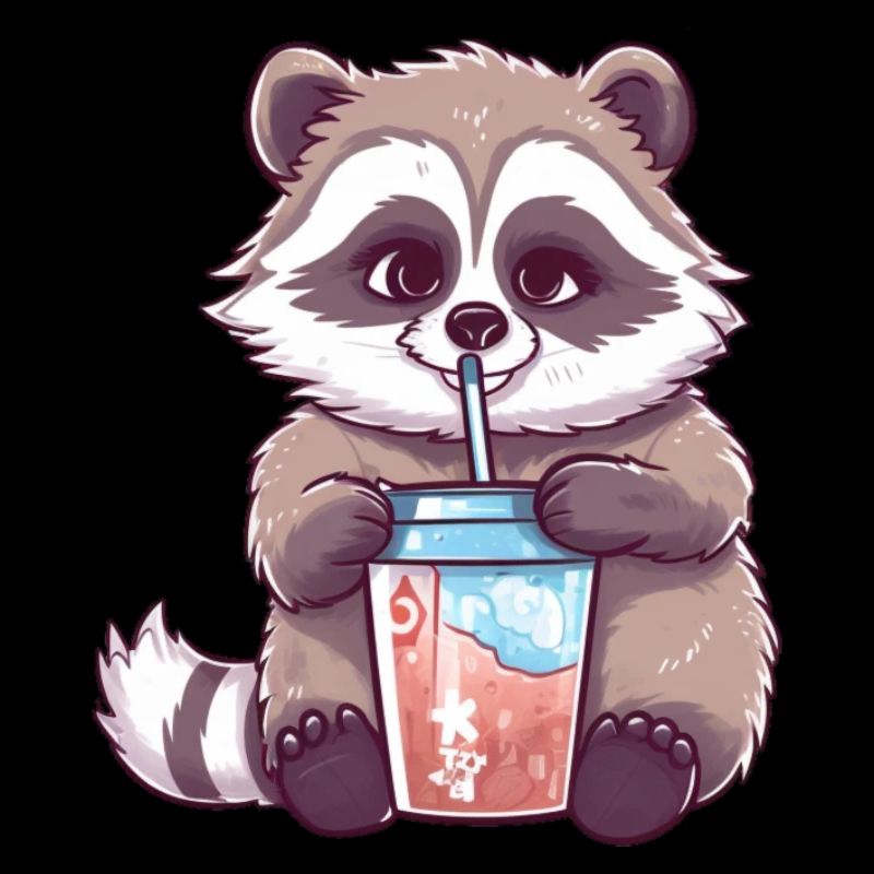 Waschbär mit Eiskaffee