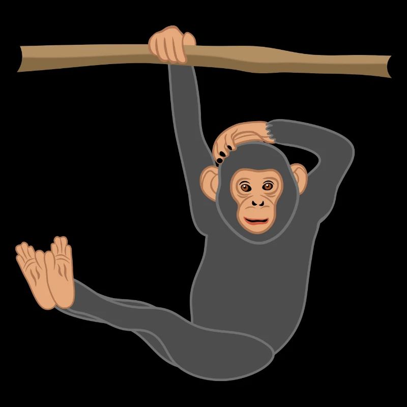 Chimpanzé suspendu, singe, élévation de jambe, remise en forme