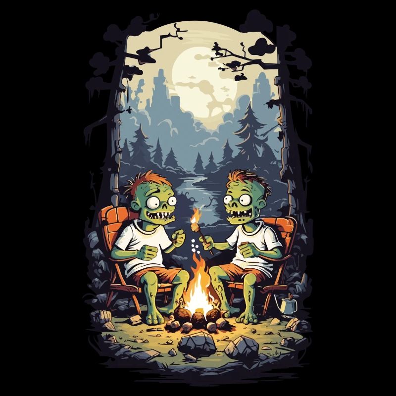 Zombies Lagerfeuer Halloween Cartoon Kinder Design
