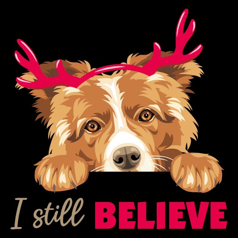 Chien Collie mignon avec des cornes de cerf de Noël