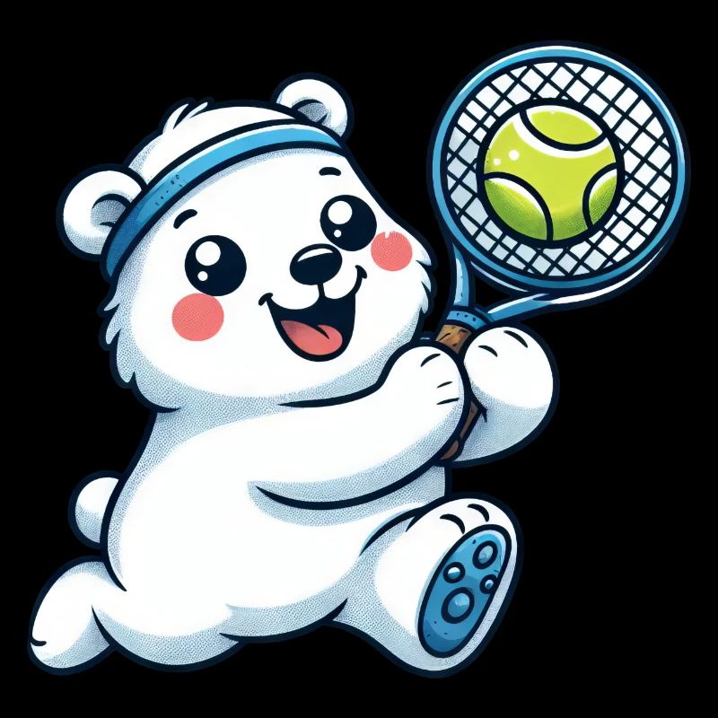 Polar Bear Tennis Player - Funny Comic Fun on the