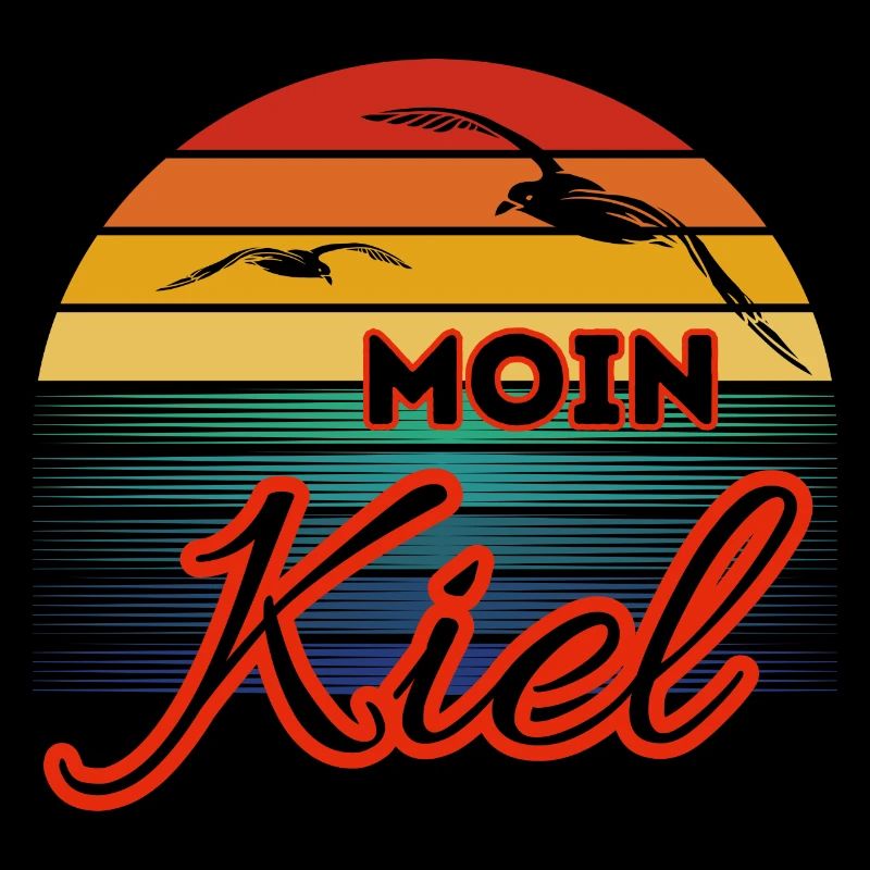 Moin Kiel mit Möwe im Retro Style
