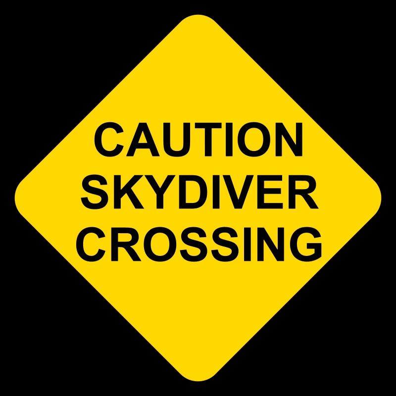 Caution Skydiver Crossing Shield transparent