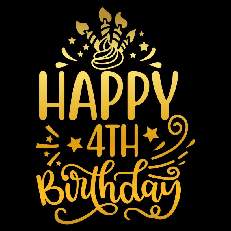 Joyeux 4e anniversaire 4 ans Idées cadeaux (Or)