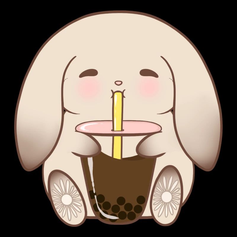 Adorable Bunny Drinking Boba